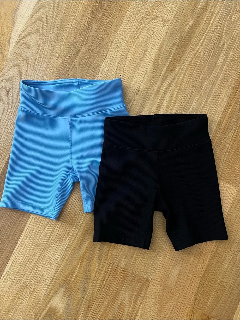 GAP Ribbed Bike Shorts - Black & Light Blue, 6-7